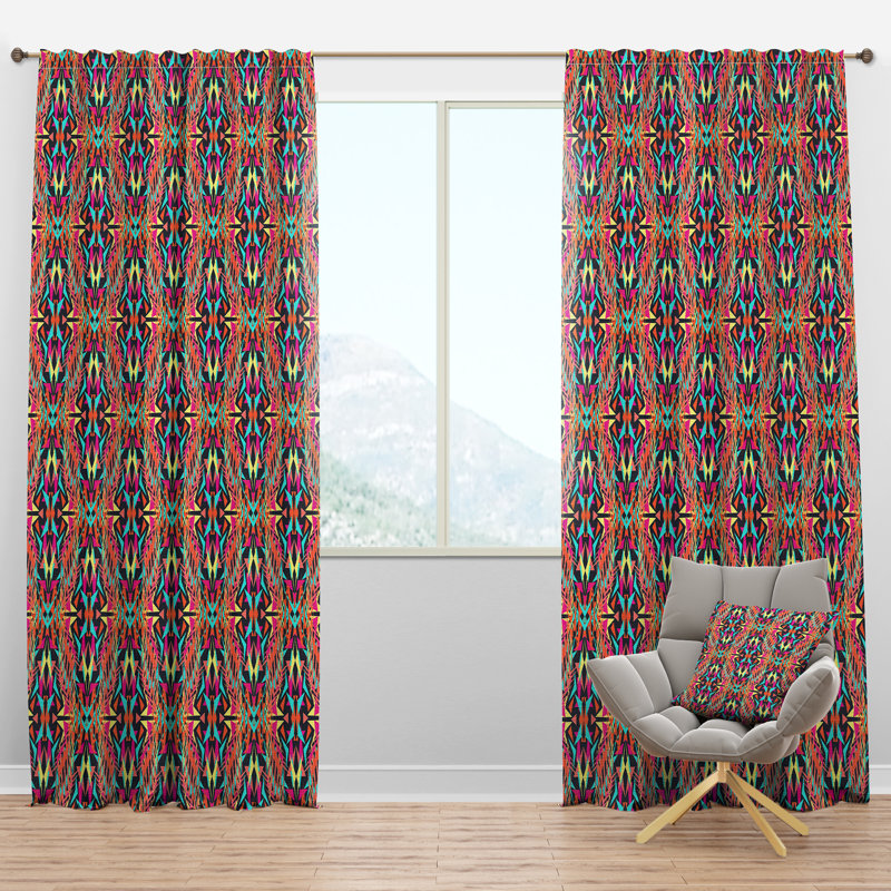Electro Boho Color Trend - Rideau abstrait - Velours obscurcissant - 1 panneau, l 52 po x L 95 po