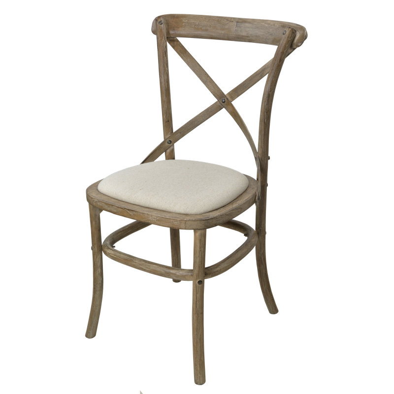 Lamply Upholstered Cross Back Side Chair in Brown