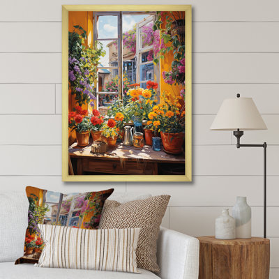 Fleurs d'été, vue de fenêtre à la ferme IV - art mural floral