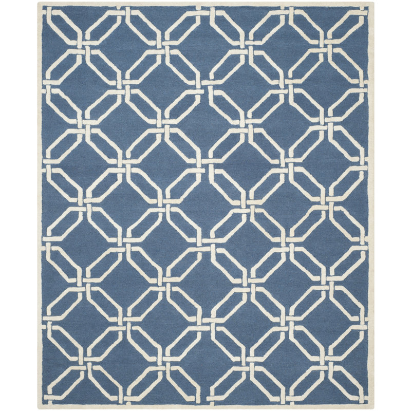 Deedgra Hand Tufted Wool Geometric Rug, Rectangle 8' x 10'