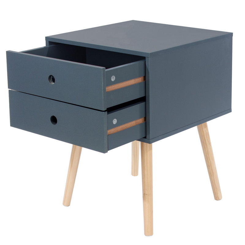 Set of 2 Premium Irmtraud 2-Drawer Bedside Cabinets, Pair of Stylish Two-Tone Nightstands, Blue