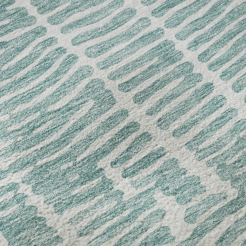 Premium Machine Washable Prisco Teal Rug, Rectangle 5' x 7'6"