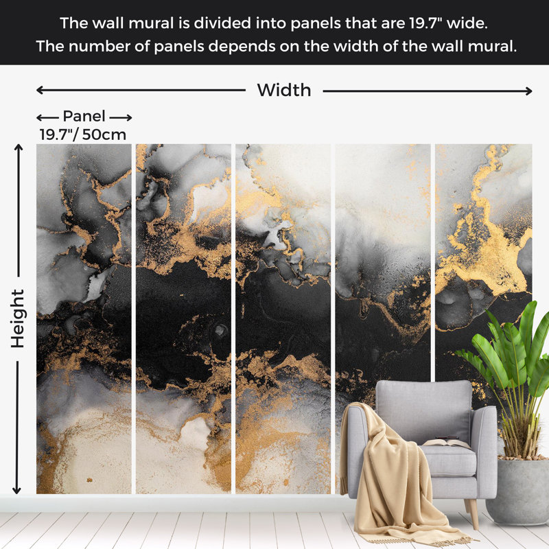 Surface Background Wallpaper Wall Mural - Gold Marble Pattern, 177" W x 124" L