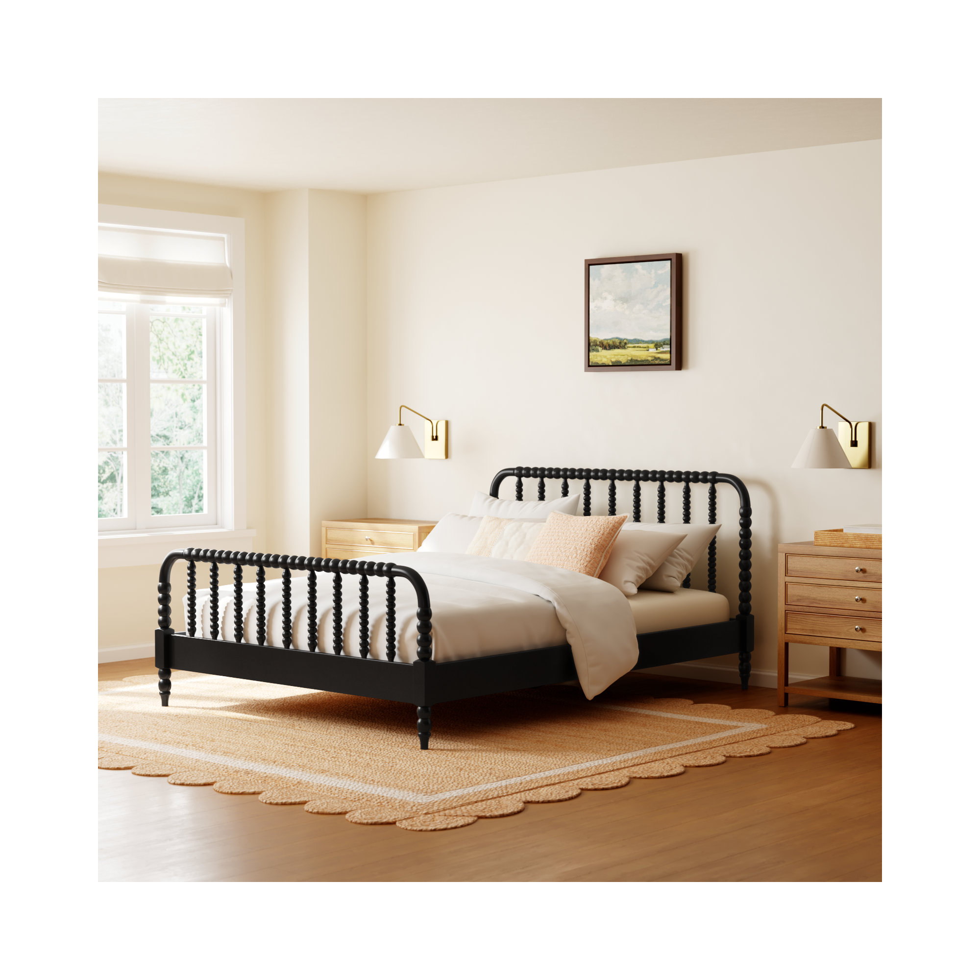 Benbrook Wood Spindle Bed, Queen, Black