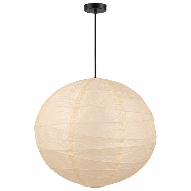 Lanterne suspendue en papier 23,6 po à 1 lumière avec quincaillerie noire et cordon réglable, ampoule chauffante incluse