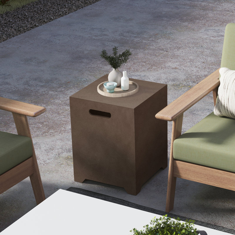 Laurina Petite table d'appoint carrée Garden Square, table de bout intérieure / extérieure, Brun foncé