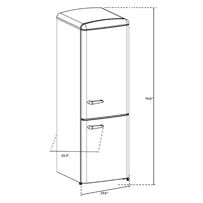 RR2 12 cu. ft. Retro Refrigerator Full Size Fridge Bottom Freezer Frost Free Multiflow 360°, Light Green
