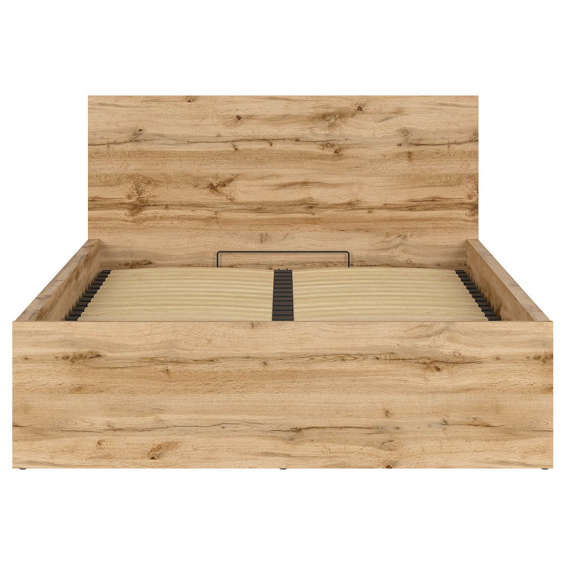 Kennet Ottoman Bed with Lift-Up Storage, European Double (140 x 200cm), Oak Wotan