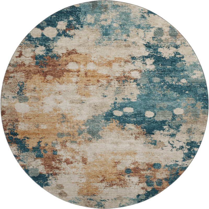 Tapis abstrait lavable à la machine Premium, Rond 8 pi