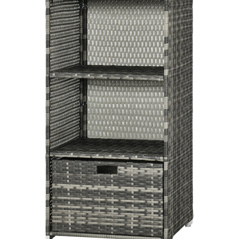 Poolside Basket For Spa - Waterproof Pe Plastic , 2 Shelves, 1 Drawer, Gray Hot Tub & Pool Accessory Holder Organizer Towel Rack, Accessories