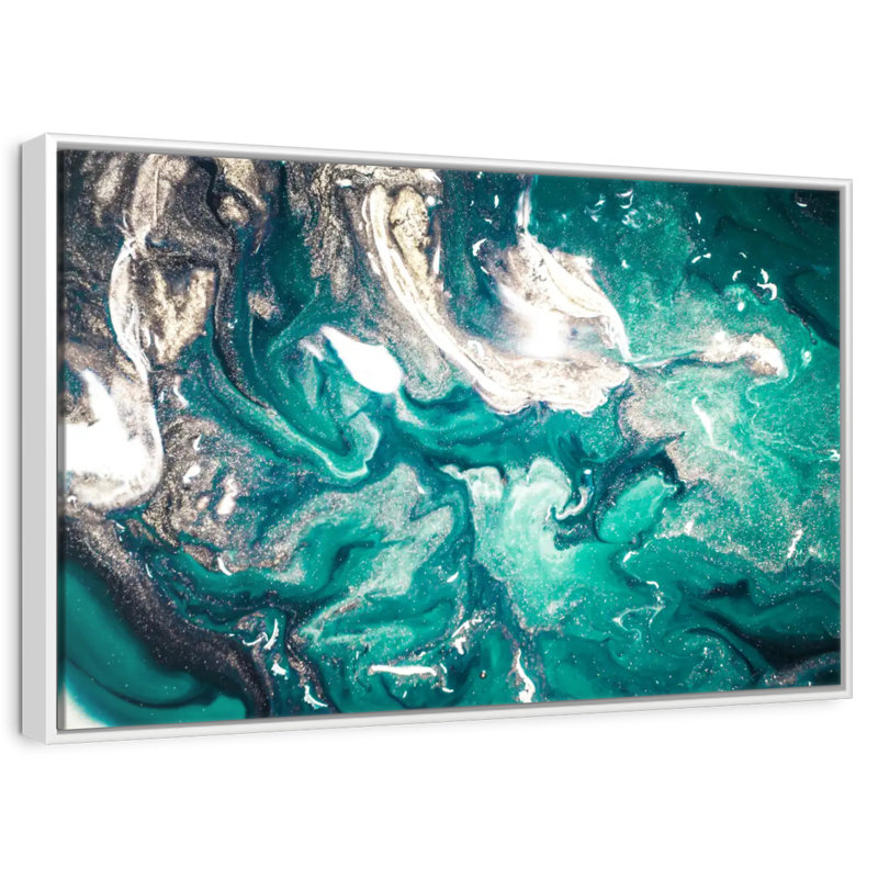 Silvana Teal, Floating Frame White, 19" X 13"