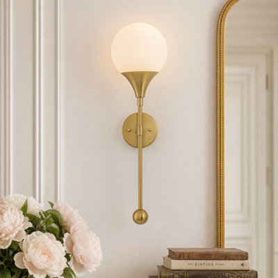 24.8"H 1-Light Mid-century Wall Sconce With Glass Globe 