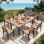 Ensemble de 2 chaises de salle à manger d'extérieur FHVIT, chaises de patio en aluminium avec accoudoirs pour une conception ergonomique, cadre en aluminium HDPS imitation bois, mobilier d'extérieur toutes saisons pour le jardin et l'intérieur-130010562