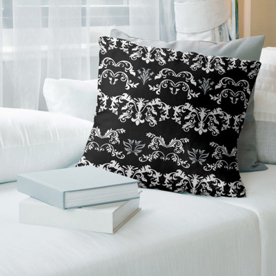 Damask Leather/Suede Reversible Pillow Cover
