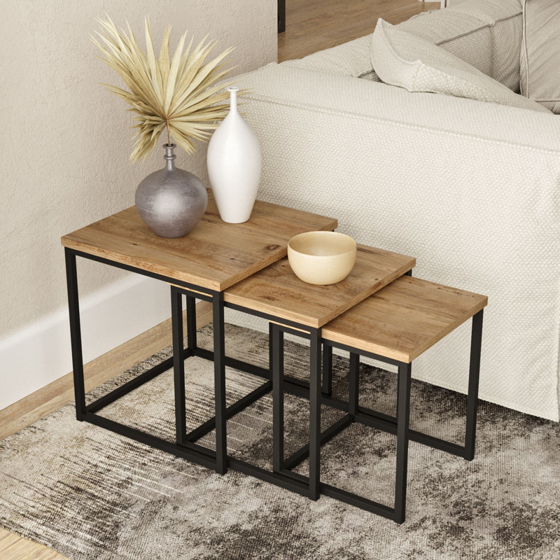 Nesting Table (3 Pieces), Naturel, Noir