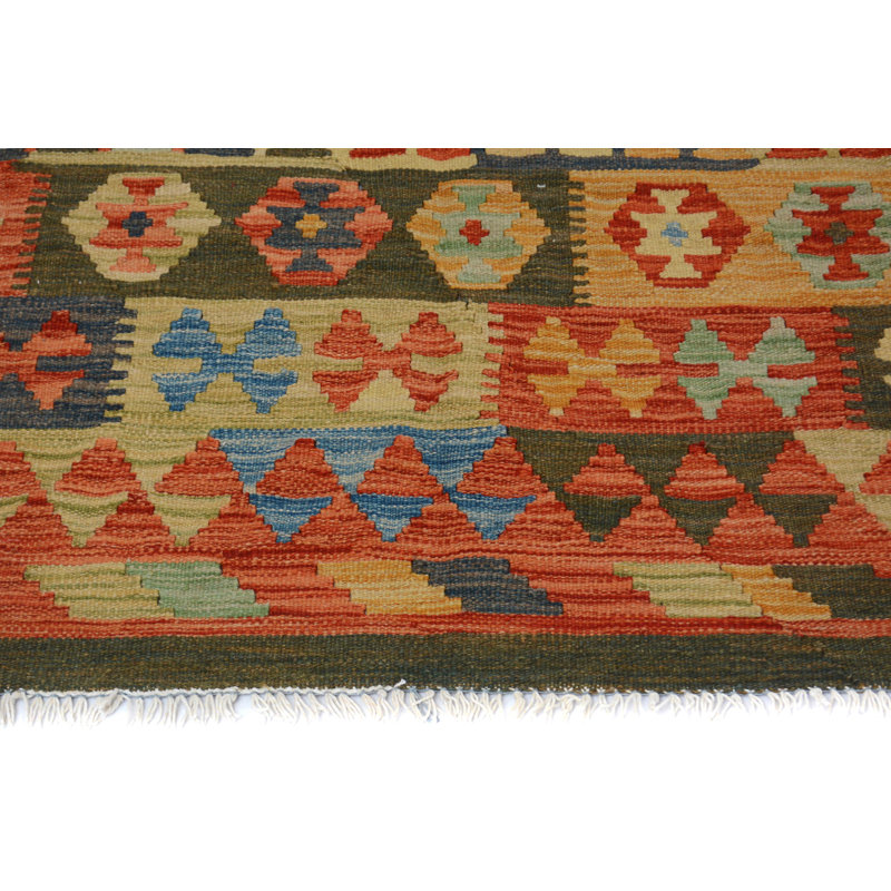 Tapis gris / rouille en laine tissé à la main Jorge Southwestern