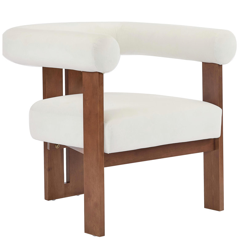 Chaise d'appoint moderne rembourrée avec accoudoirs ronds, Beige