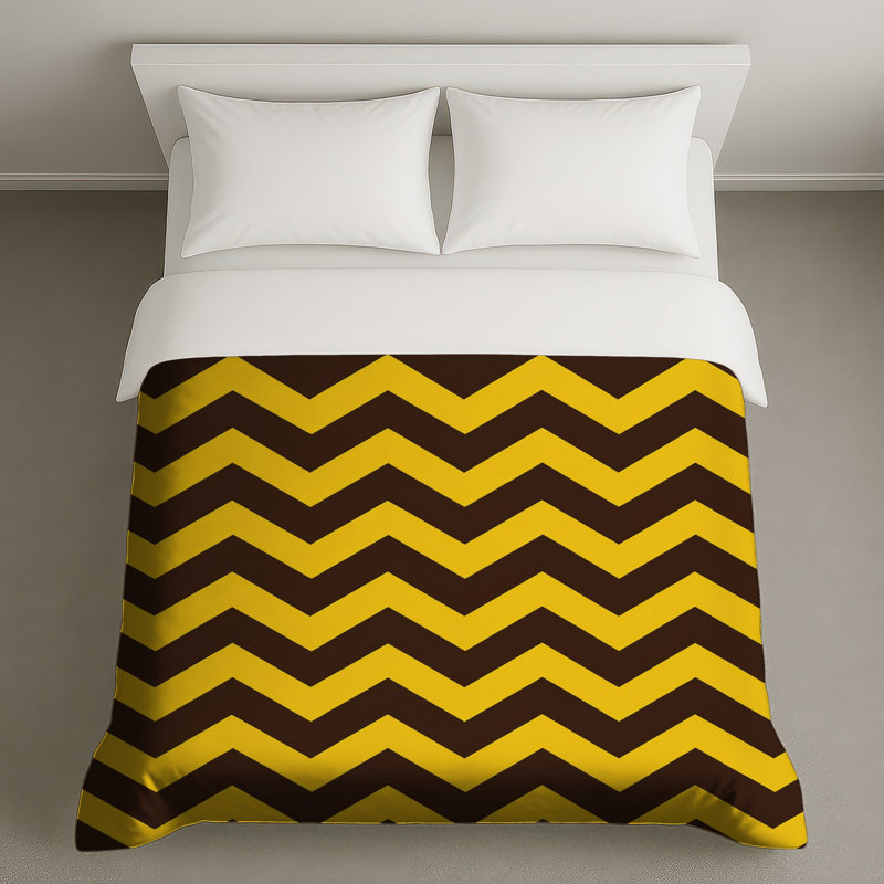 Housses de couette brun-jaune-zigzag, King