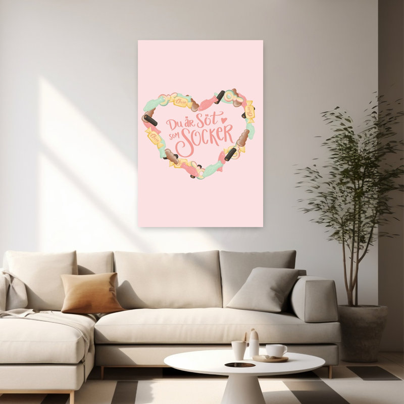 Sweet As Sugar Heart Contemporary Fish Wall Art Print by Aminah Eleonora - Wrapped Canvas Print, 152.4cm H x 101.6cm W