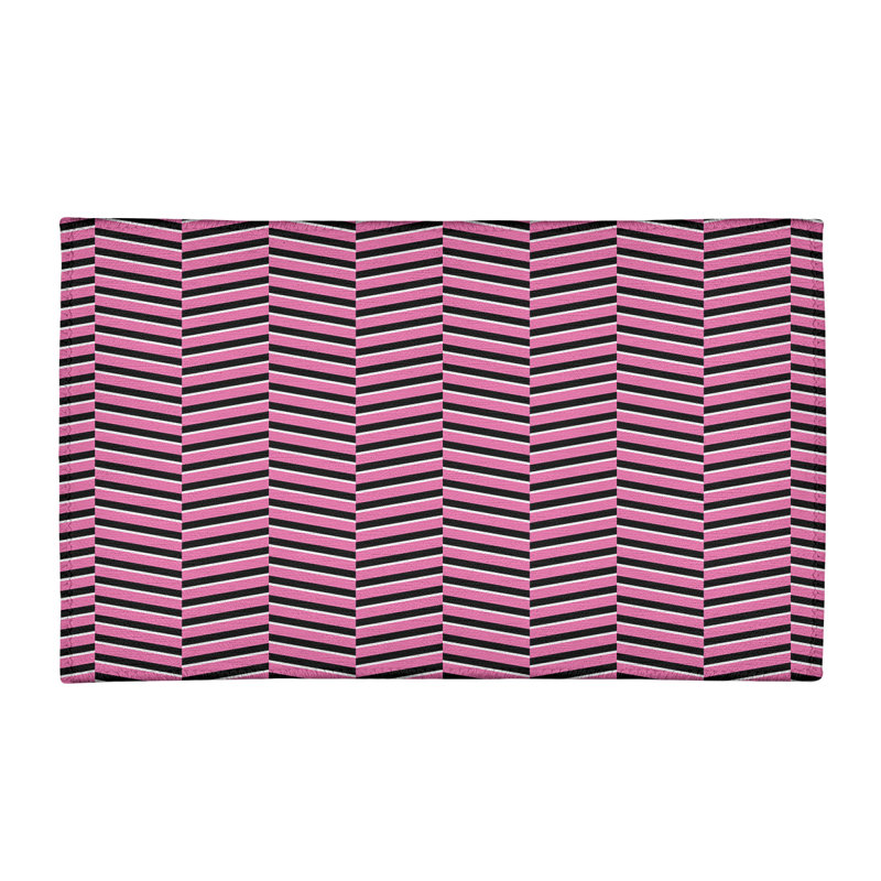 Tapis noir/rose à rayures détachées, Rectangle 2 pi x 3 pi