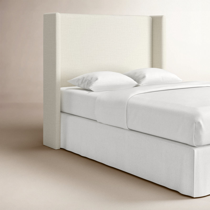 Tilly Upholstered Headboard, Full, Zuma White Textured Linen