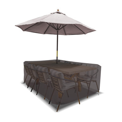 Covers & all Outdoor Rectangle Dining Table & Chair Set Cover, 1000D PVC-Coated Heavy Duty Waterproof, UV & Tear-Resistant Patio Furniture Cover with Umbrella Hole, Air Vents & Drawstrings