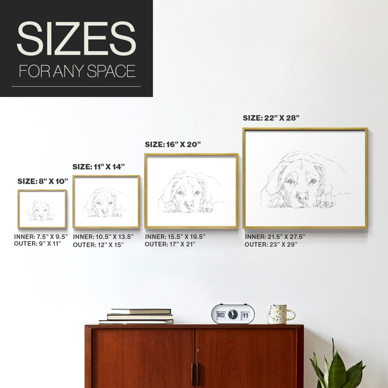 Lazy Dog III - reproduction encadrée - réarmable, H 8 po x l 10 po, Doré