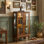 Vitrine lumineuse classique 43 "avec réflexion en miroir et étagère en verre réglable à 3 niveaux (disponible en cerisier et chêne)