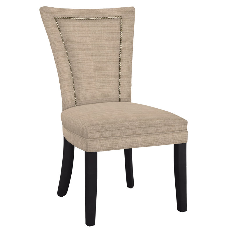 Chaise d’appoint rembourrée, Noir satiné, Laiton, Rayé ivoire