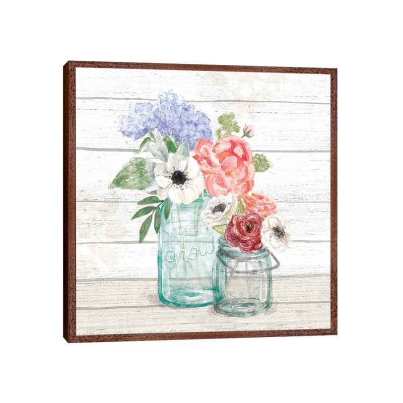 Pastel Flower Market XII by Mary Urban - Print on Canvas, 93.98 cm H x 93.98 cm W, Classic Brown Wood Framed