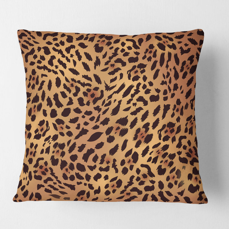 Coussin Leopard Fur Safari III - Mid-Century, 18 po x 18 po