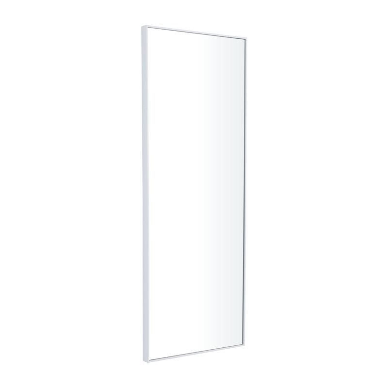 Wooden Wall Mirror with Thin Minimalistic Frame, White, 36" x 14"