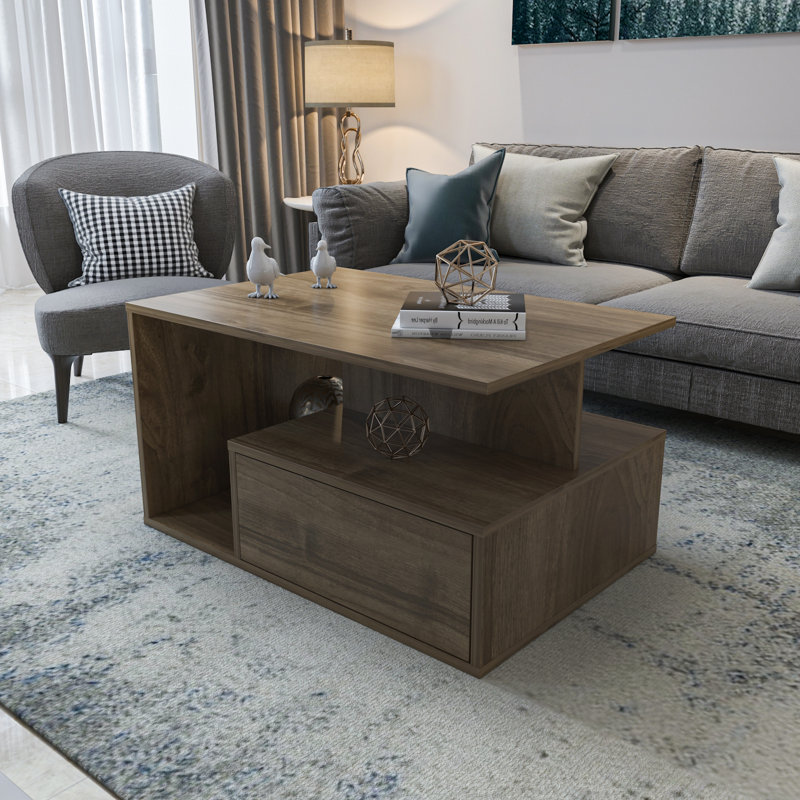 Moyock Block Coffee Table with Storage, Walnut