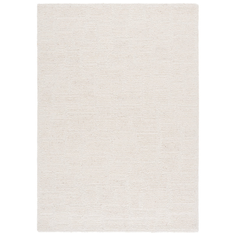 Harvest Hand Tufted Wool Cotton Solid Color Rug in Ivory, Square 6'