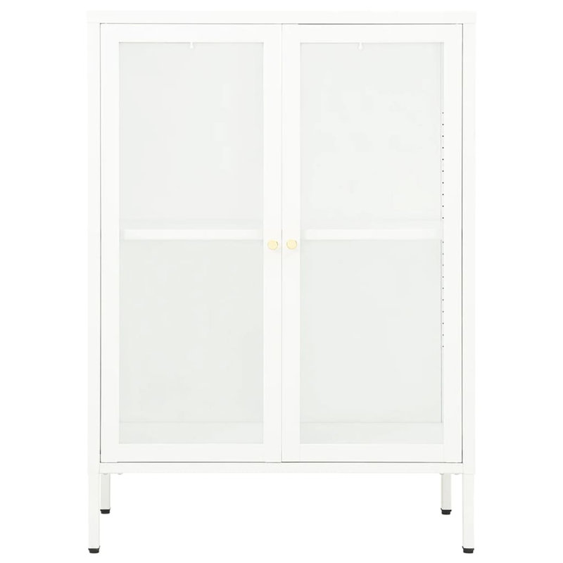 Sideboard White Powder-coated steel, tempered glass Medium, White, 105cm H x 75cm W x 35cm D