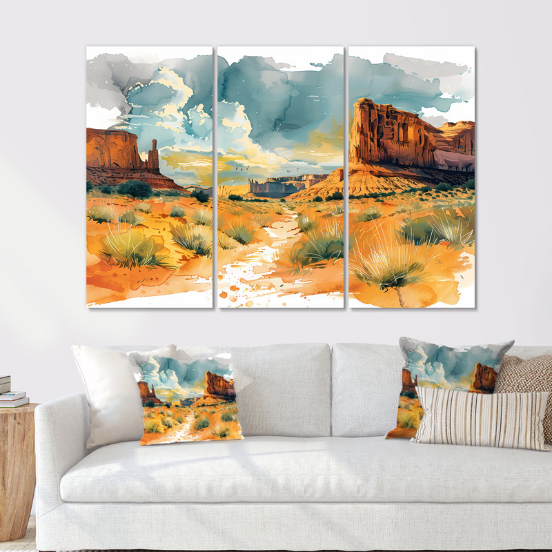 Marthella - Ensemble d'art mural Canyon, Toile tendue, H 28 po x l 12 po x P 1 po
