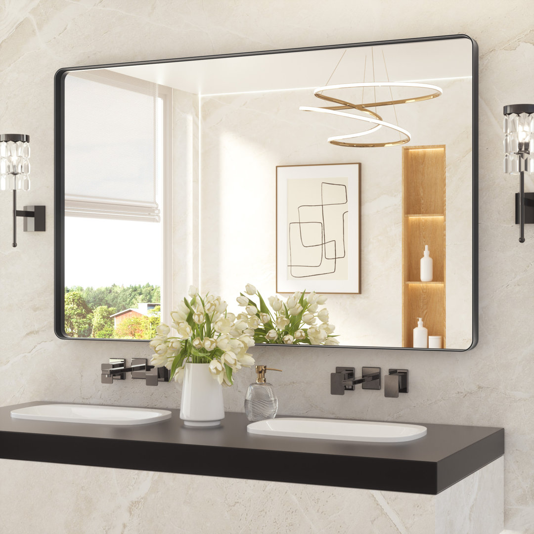 Leaderville 1.2" Thick Aluminum Framed Bathroom Mirror Ebern Designs 