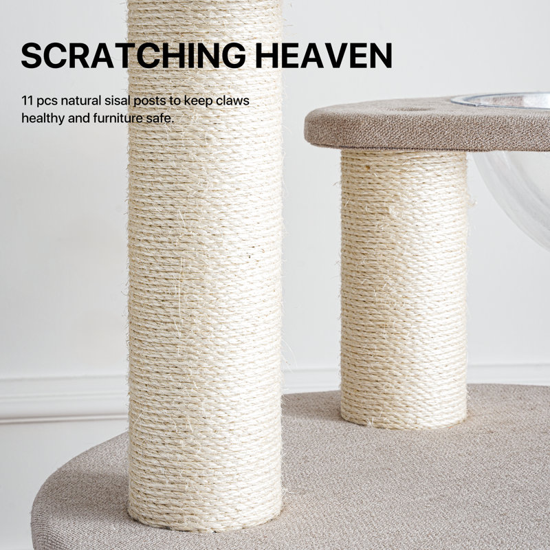 64.2''H Multi Level Cat Tree For Indoor Extra Large Cats & MaineCoon, Beige