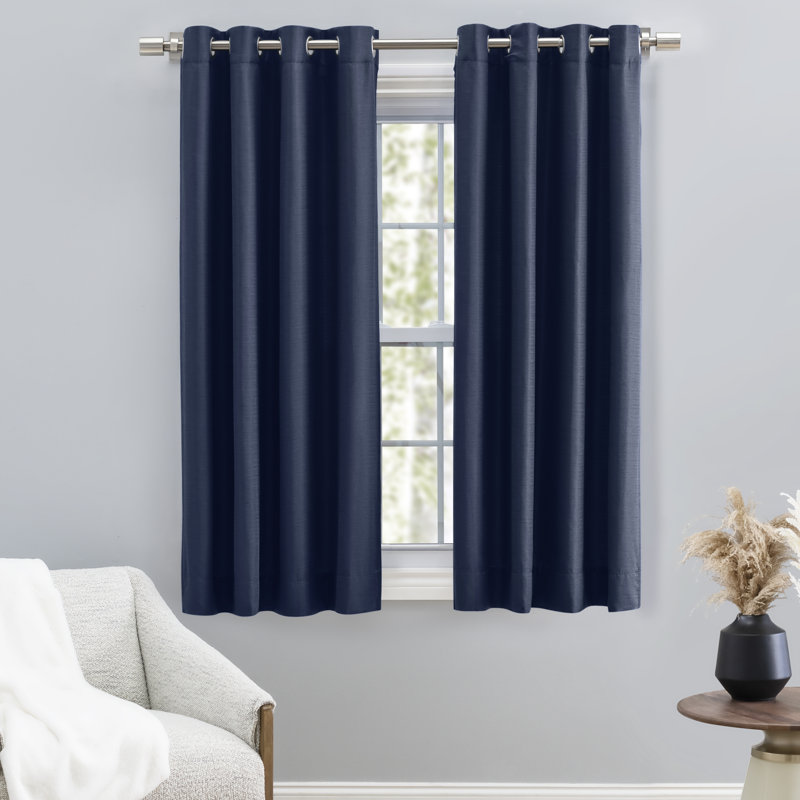 Jaronda Premium Curtains w/ an Elegant Soft Sheen Fabric, Room Darkening & Lined Single Curtain Panel, 54" W x 45" L, Navy
