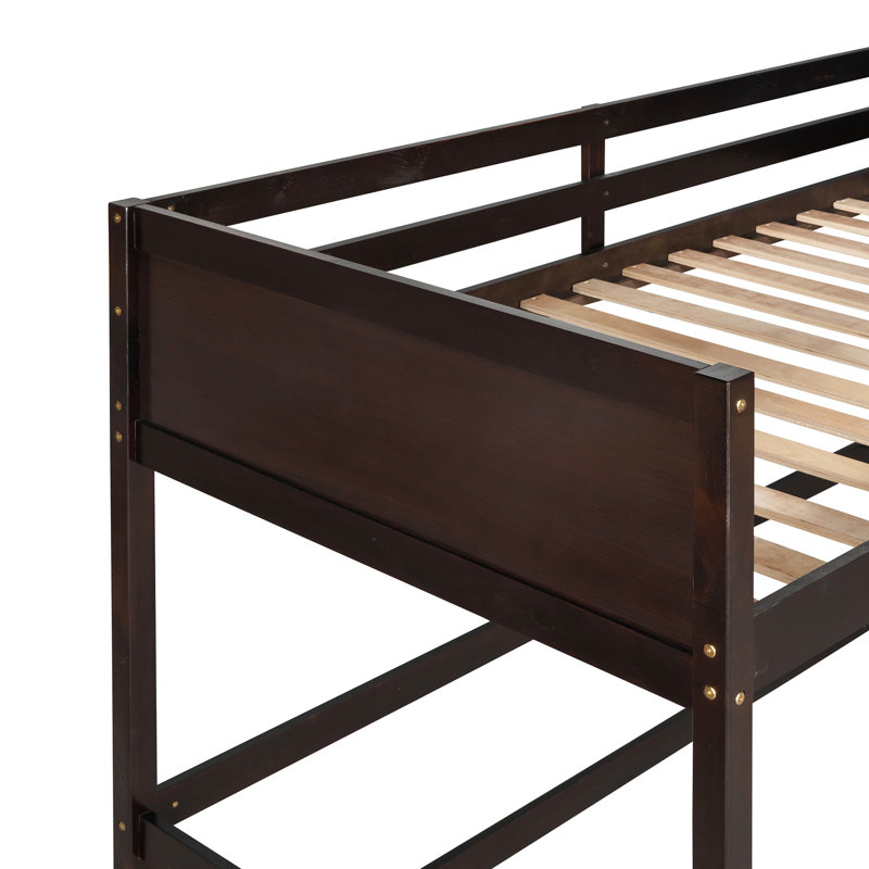 Lit mezzanine simple en bois massif avec espace intégré, Espresso
