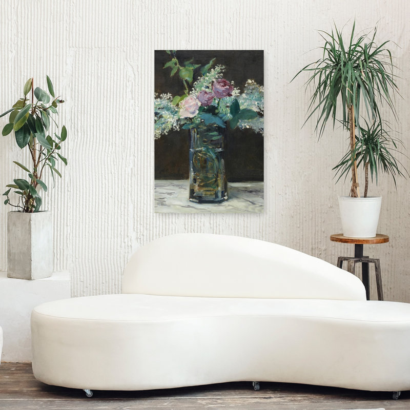 Vase Of White Lilacs And Roses, 1883 Delicate Abstract Contemporary Rose Bush Lilac Flower Wall Art Print