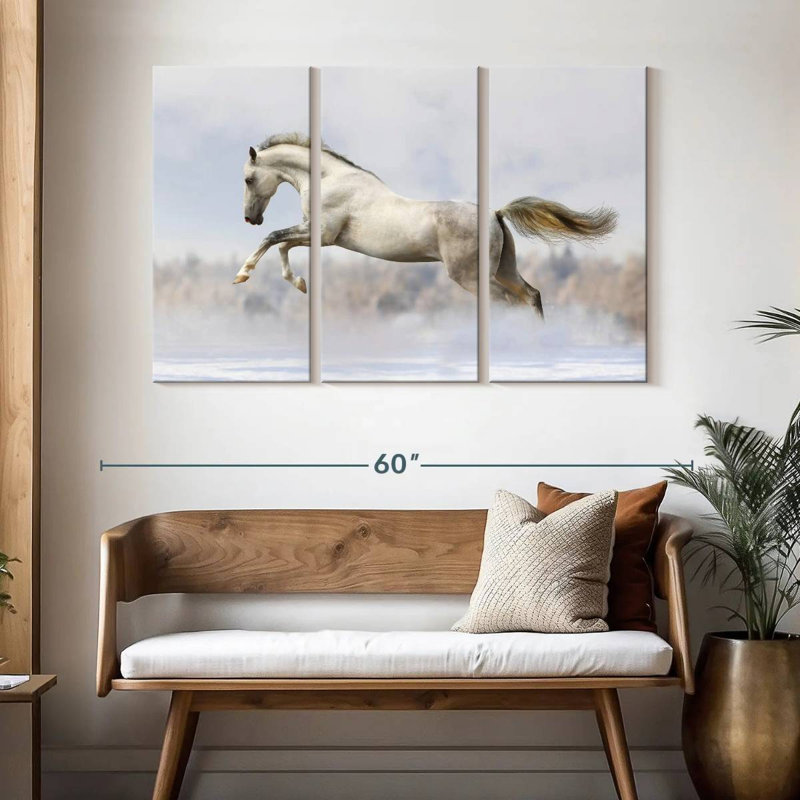 Brampt Jumping White Stallion, 32" H x 50" W