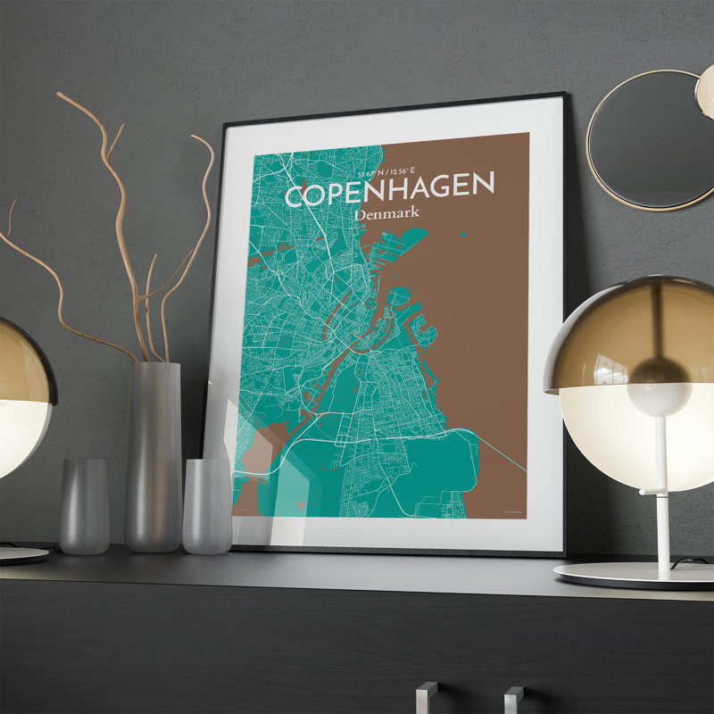Copenhagen City Map In Nature - No Frame Print, 24cm H x 18cm W x 0.05cm D