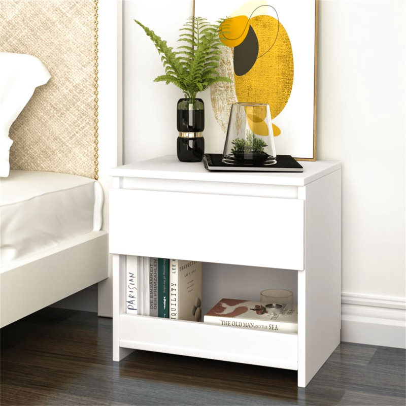 Cryal 40cm W Bedside Table, White
