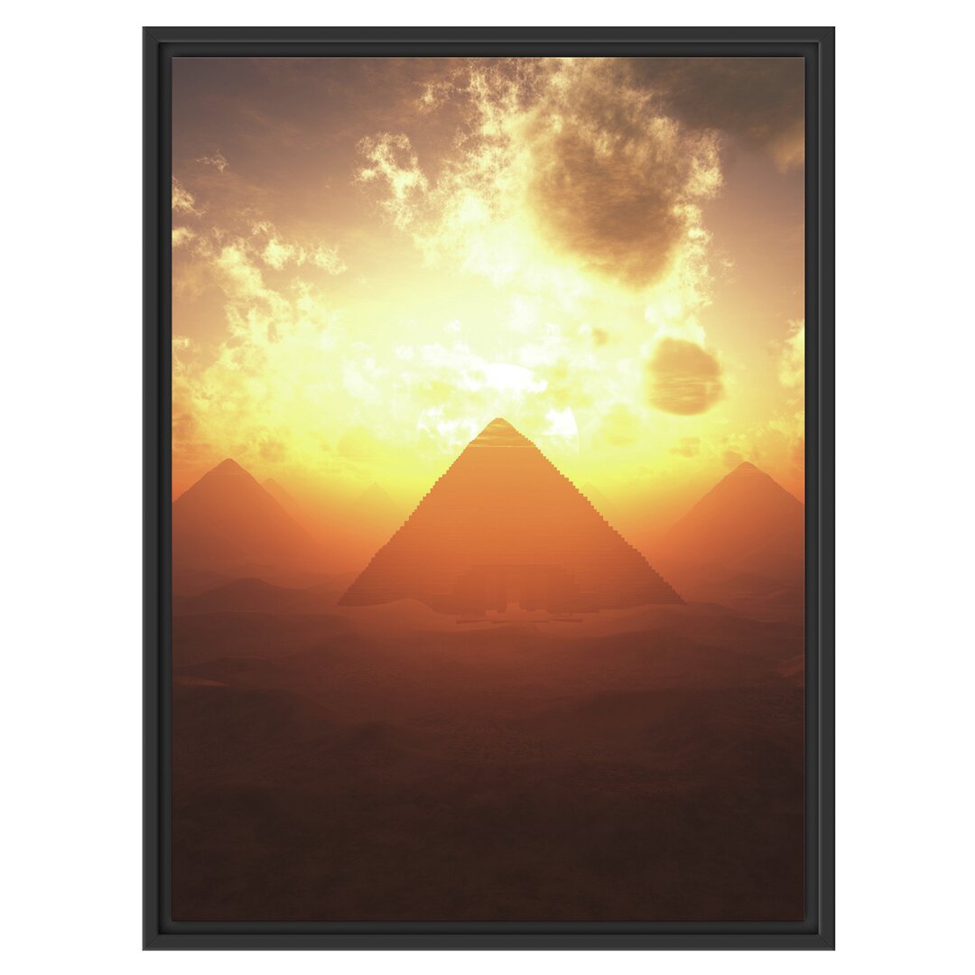 Gerahmtes Wandbild PyramidenSonnenuntergang