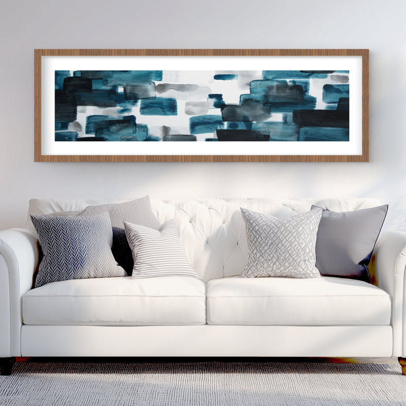 Turquoise et formes grises - décor encadré mat moderne