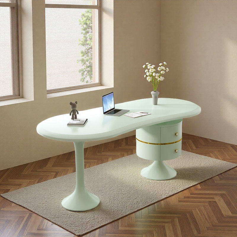 Teal Two-drawer Writing Desk And Computer Desk, 29.52" H x 47.24" W x 23.62" D