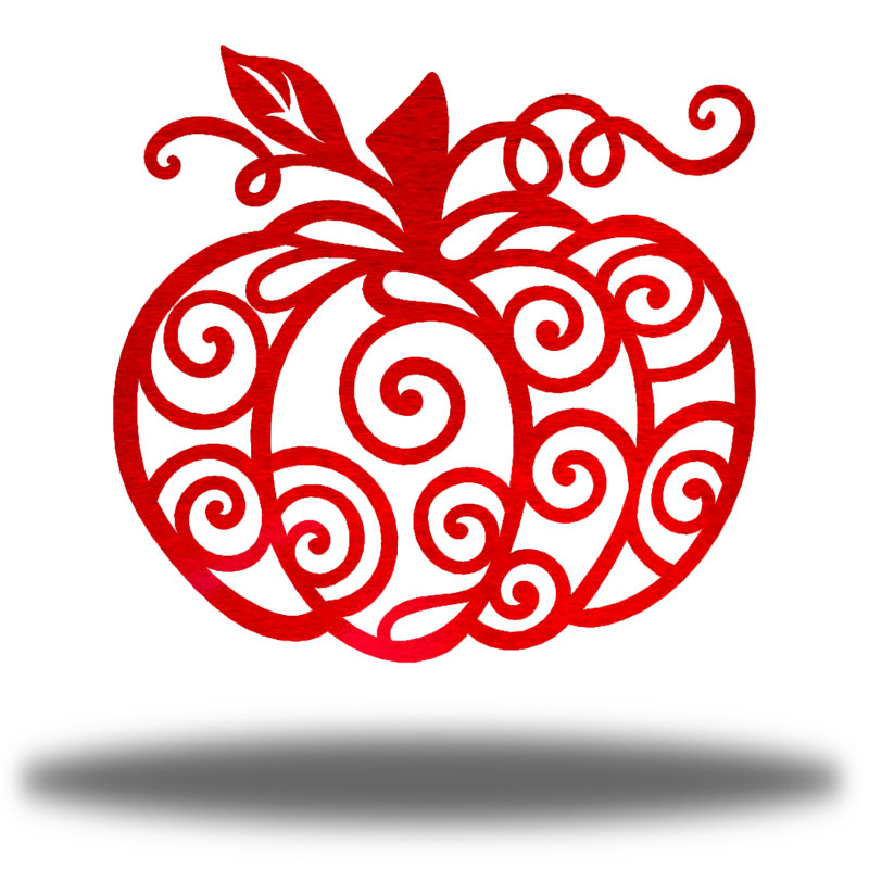 Décoration tourbillon citrouille, H 12 po x l 12 po x P 0,01 po, Rouge