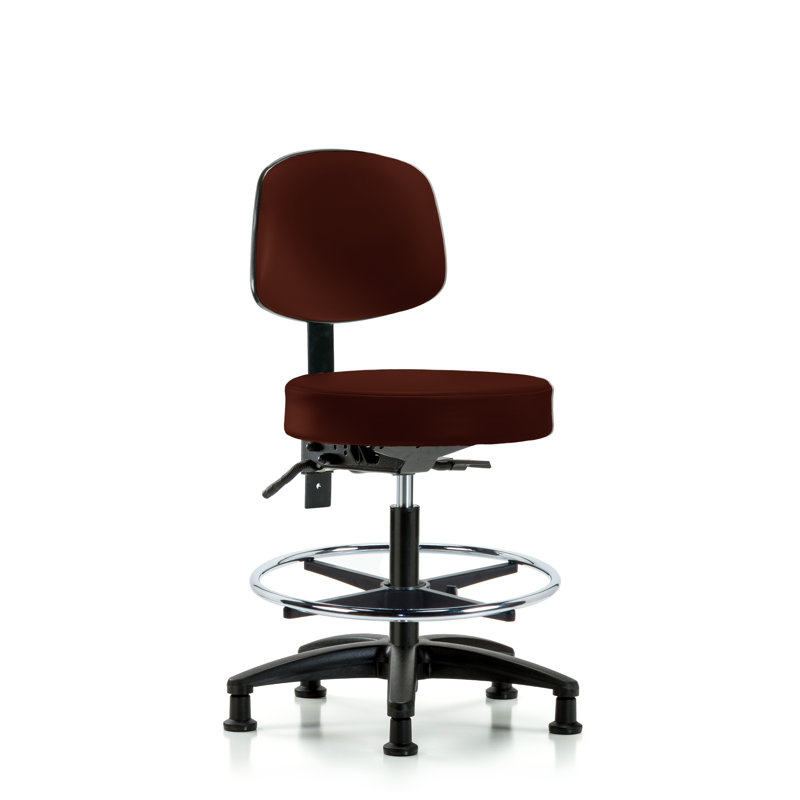 Tabouret de laboratoire à hauteur ajustable avec base en nylon Monserrat, Bourgogne, Patins