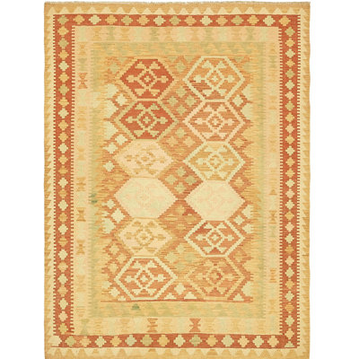 Tapis noué la one-of-kind à la main-nouvelle ère rouille rouge 4 pi 9 po x 6 pi 6 po zone de laine Elland